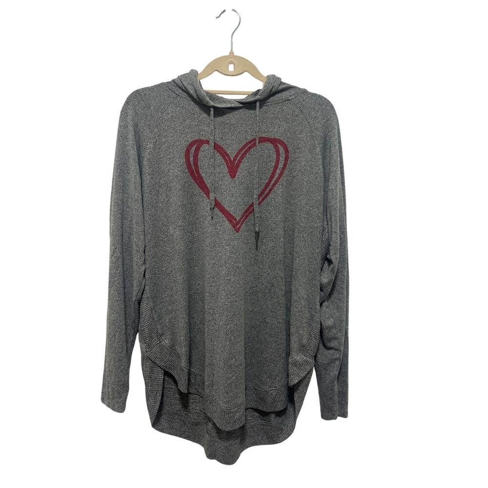 Maurices Heart Gray Light weight Heart Hoodie Tunic Comfy Sweater XL